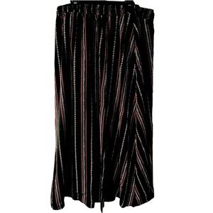 Size 14/16 BloomChic Black Midi‎ Skirt Red White Stripe Boho Pattern NWT